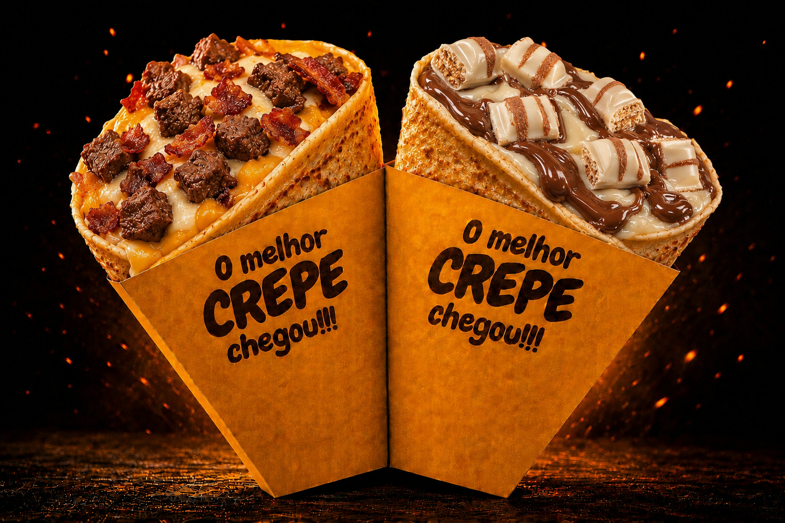 Crepes doce e salgado em cone